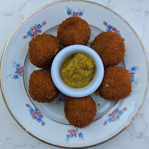 broccoli and lentil bitterballen at By Lima in Haarlem