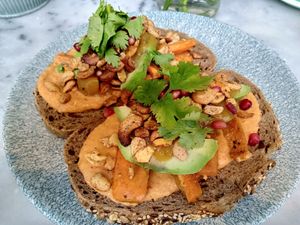 Red lentil and pepper hummus sandwich (June 2025) at By Lima in Haarlem