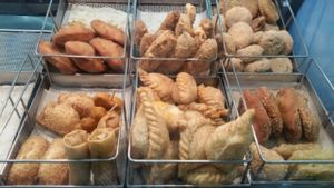 snack items like curry puff and spring roll at Enak Vegetarian Cuisine in West Singapore