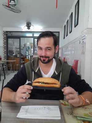BBQ tofu Bahn Mi and my beautiful boyfriend (also vegan;)) at Quan Chay 103 in Ho Chi Minh City