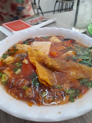 Soup with a tomato broth at Quan Chay 103 in Ho Chi Minh City
