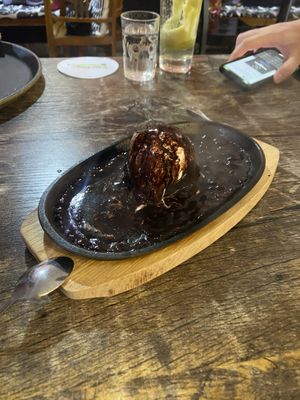 Sizzling brownie   at The Black Cat Cafe in Kuala Lumpur