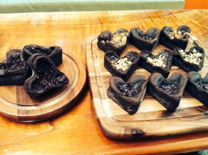 Gluten-free vegan brownies, original, peanut butter, choco-mint and orange cranberry! at Drishti Veggie Bar in Monteverde