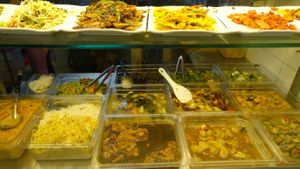 pre cooked vegetables dishes to go with rice or vermicelli  at Kwan Inn Vegetarian - Banda St in Central Singapore
