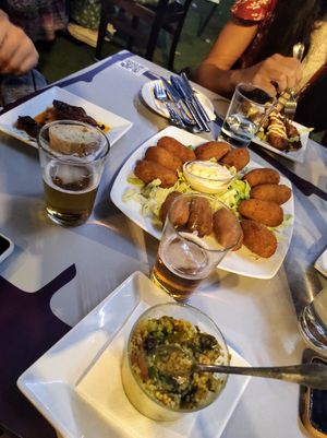 Veg cous cous, Boletus croquettes and meat at Vintage 54 in Almeria