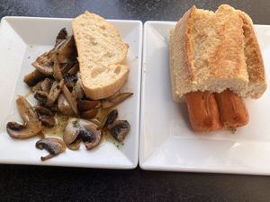 Mushrooms and vegan chorizo  at Vintage 54 in Almeria