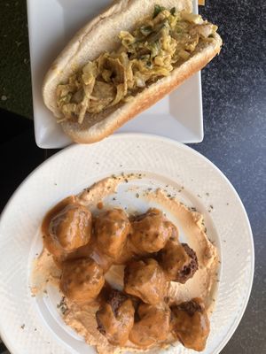 Vegan seitan and  albondigas!!   at Vintage 54 in Almeria