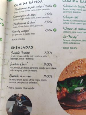 Menu vintage 54 at Vintage 54 in Almeria