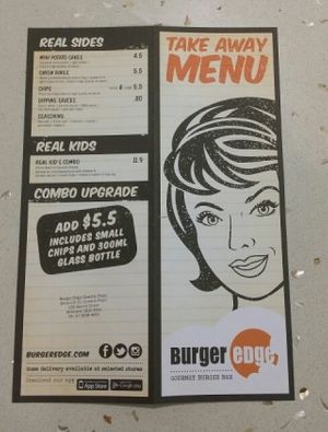 take away menu at Burger Edge - Queens Plaza in Brisbane