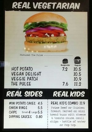 vego wall menu at Burger Edge - Queens Plaza in Brisbane