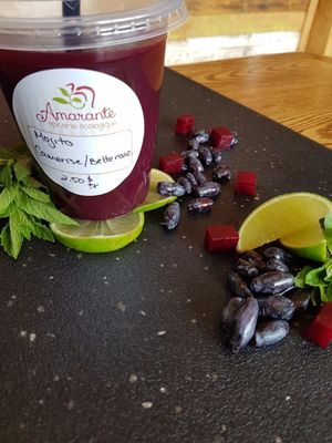 Fresh juice at Amarante Epicerie Ecologique in Temiscouata-sur-le-lac