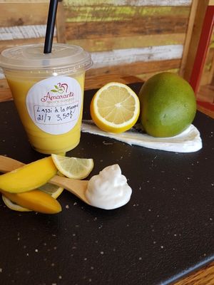 Fresh juice at Amarante Epicerie Ecologique in Temiscouata-sur-le-lac