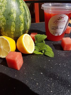 Fresh juice at Amarante Epicerie Ecologique in Temiscouata-sur-le-lac