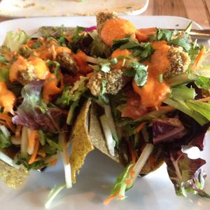 Fried Avocado Tacos - almost impossible to hold or eat at 118 Degrees in Tarzana