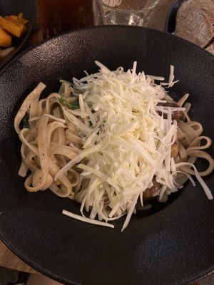Cream and chestnut pasta at Nocturno Cafe in Jerusalem
