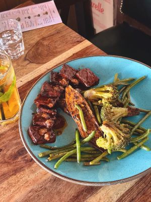 Vegan steak   at Nocturno Cafe in Jerusalem