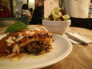 Vegan Lasagna at Nocturno Cafe in Jerusalem