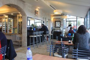 The cafe is pretty casual at The Quarter Cafe in Jerusalem