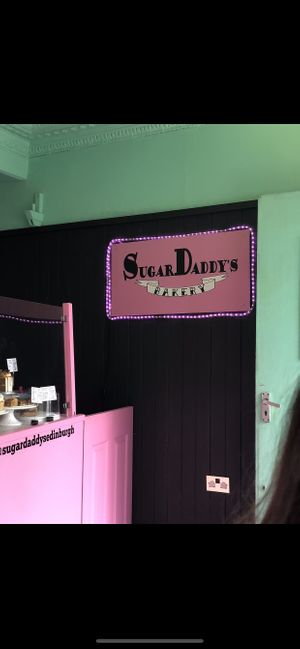 sign at Sugar Daddy's Bakery - Rodney St in Edinburgh
