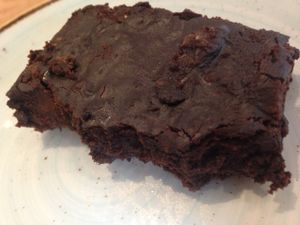 vegan brownie (half eaten!) at Henderson's - Holyrood in Edinburgh
