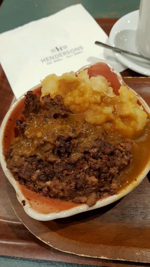 Vegan Haggis & Mash at Henderson's - Holyrood in Edinburgh