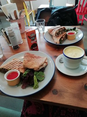 Vegan Breakfast Burrito and Chocolate Orange Mylk.  at Henderson's - Holyrood in Edinburgh