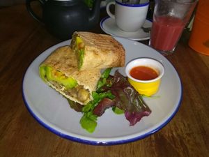 Vegan breakfast burrito at Henderson's - Holyrood in Edinburgh
