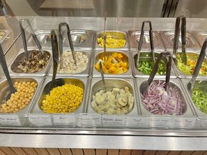 Salad toppings at Le Saladier Bio in Lamentin