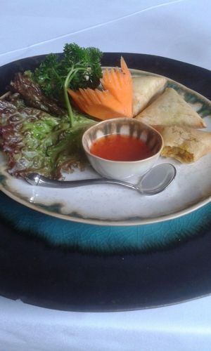 somosas with spicy sweet and sour sauce at Thai Garden 2112 in Panama City