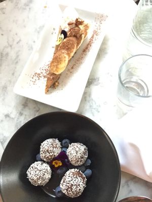Vegan banoffee pie and date energy balls at Redemption - Shoreditch in East London