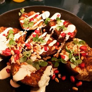 Grilled Aubergine and Tahini at Redemption - Shoreditch in East London