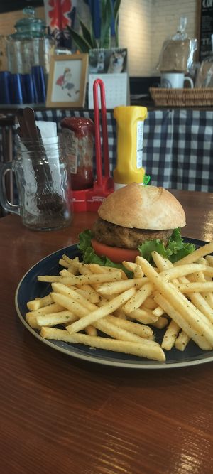 Bean burger at Lingua World Cafe in Osaka