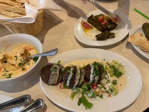 Hummus, grape leaves, falafel   at Leyla in Charleston
