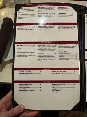 Menu  at Leyla in Charleston