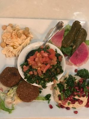 Vegan Plate for two! The baba ganoush was superb!  at Leyla in Charleston