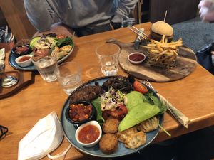 2 vegan breakfasts and the Mr bean burger  at Soulshine Cafe in Auckland