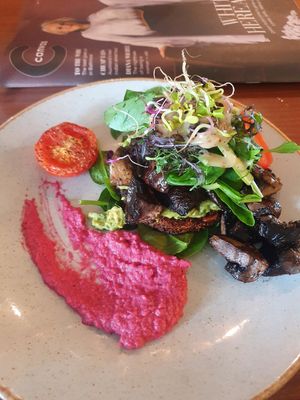 Mushroom stack VG at Soulshine Cafe in Auckland