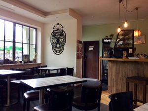 Indoor and outdoor seating  at El Sombrero Verde in Kiel