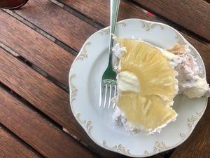 Pineapple cheesecake (raw) at El Sombrero Verde in Kiel