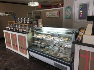 Bakery case at Sweet Natalie's at Baby Doll Bakery in Wheaton