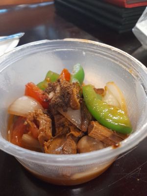 Vegan Beef with fried bell pepper at Dinh Y in Ho Chi Minh City