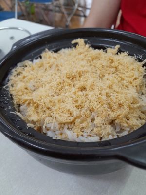 Vegan fish floss fried rice at Dinh Y in Ho Chi Minh City