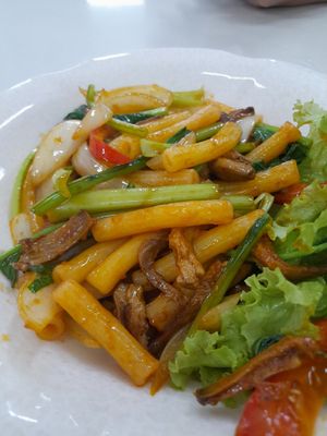 Monday special. Macaroni vegan beef at Dinh Y in Ho Chi Minh City