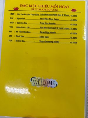 Menue at Dinh Y in Ho Chi Minh City