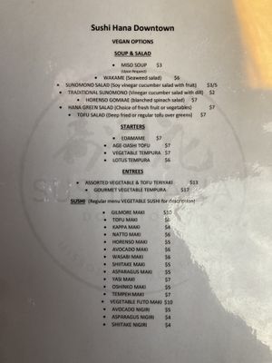 Secret Vegan Menu! at Hana in Missoula