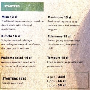 Menu 1 of 8, July 2021 at Youmiko Vegan Sushi - Hoża in Warsaw