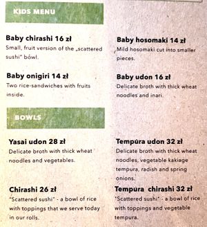 Menu 2 of 8, July 2021 at Youmiko Vegan Sushi - Hoża in Warsaw