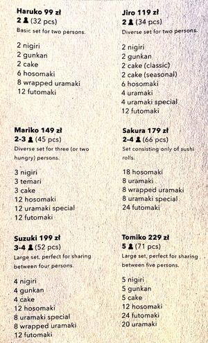 Menu 5 of 8, July 2021 at Youmiko Vegan Sushi - Hoża in Warsaw