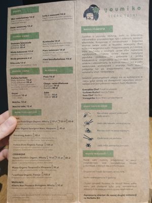 Main menu 1 at Youmiko Vegan Sushi - Hoża in Warsaw