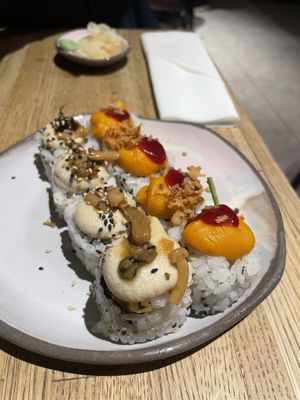 The mushroom one on the left was my absolute fave  at Youmiko Vegan Sushi - Hoża in Warsaw
